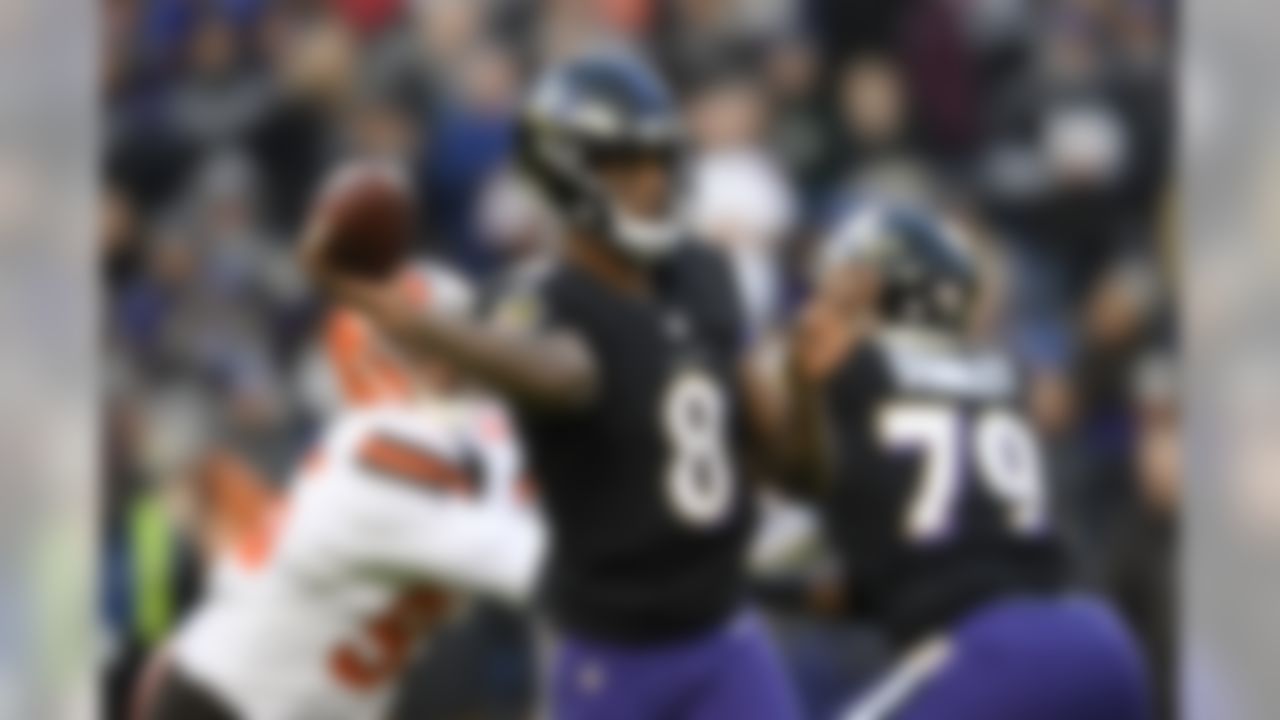 Baltimore Ravens quarterback Lamar Jackson throws a pass in the first half of an NFL football game against the Cleveland Browns, Sunday, Dec. 30, 2018, in Baltimore. (AP Photo/Nick Wass)