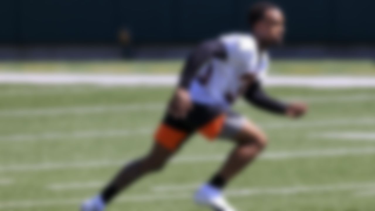 Cincinnati Bengals running back Pooka Williams Jr. runs a drill during an NFL football rookie minicamp in Cincinnati, Friday, May 14, 2021.