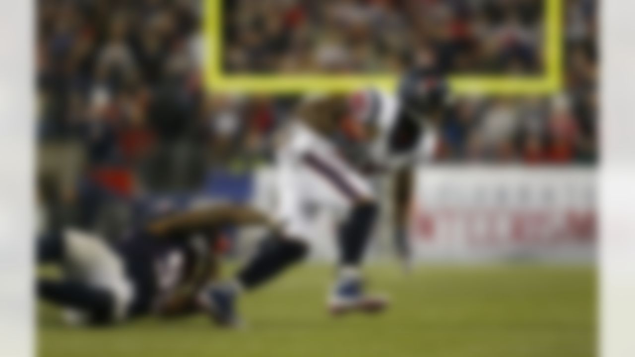 Houston Texans wide receiver Andre Johnson (80) runs for a gain after making a reception during an NFL divisional playoff football game against the New England Patriots at Gillette Stadium on Sunday January 13, 2013 in Foxboro, Massachusetts. New England won 41-28. (Aaron M. Sprecher/NFL)