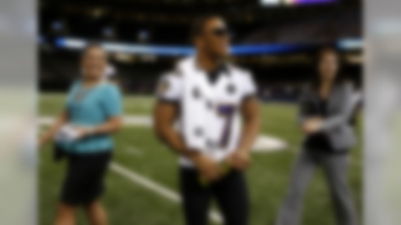 Baltimore Ravens running back Ray Rice during the Super Bowl XLVII Media Day at the Superdome on Tuesday, January 29, 2013 in New Orleans, LA. (Perry Knotts/NFL)