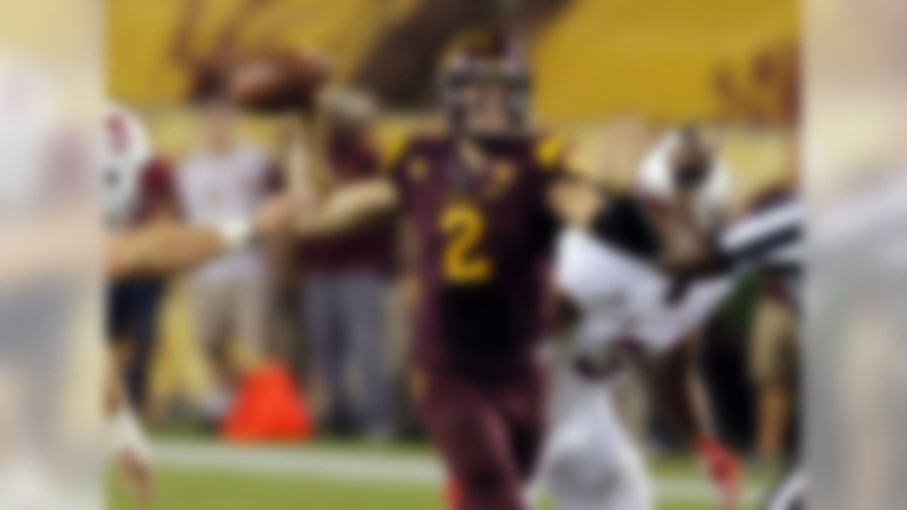 The Sun Devils' fifth-year senior has just three career starts to his name, yet 106 of 110 players voted him the team's overall leader in the spring. As such, he'll be one of three captains this fall. Inspiring that sort of confidence in one's teammates is easy when you shred Pac-12 rivals UCLA and USC for 998 combined passing yards in your first two career starts.