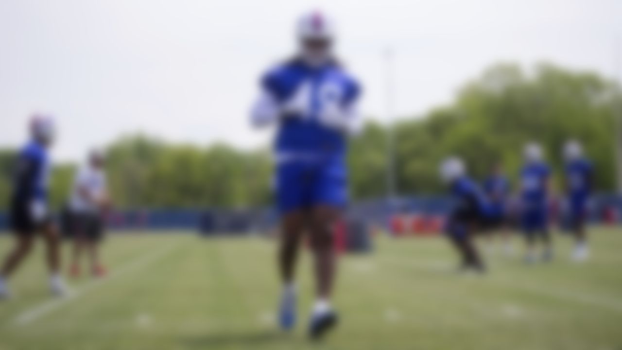 Buffalo Bills linebacker Tremaine Edmunds (49) is shown during NFL football practice Tuesday, May 25, 2021, in Buffalo, N.Y.