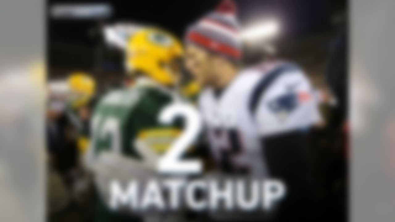 Despite 33 seasons of combined NFL experience between them, Aaron Rodgers and Tom Brady have met only once as starters prior to this week. That puts them among other notable, infrequent QB matchups like Joe Montana vs. Dan Marino (once), John Elway vs. Dan Marino (twice), and Brett Favre vs. Peyton Manning (twice). Rodgers won the lone head-to-head meeting between the two future Hall of Famers in Week 13, 2014.