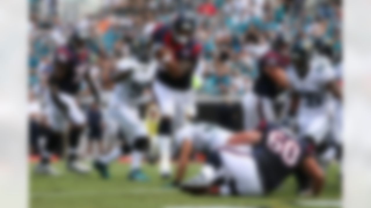 Houston Texans running back Arian Foster (23) scores a touchdown during an NFL football game against the Jacksonville Jaguars at EverBank Field on Sunday, Sept. 16, 2012 in Jacksonville, FL. (Perry Knotts/NFL)