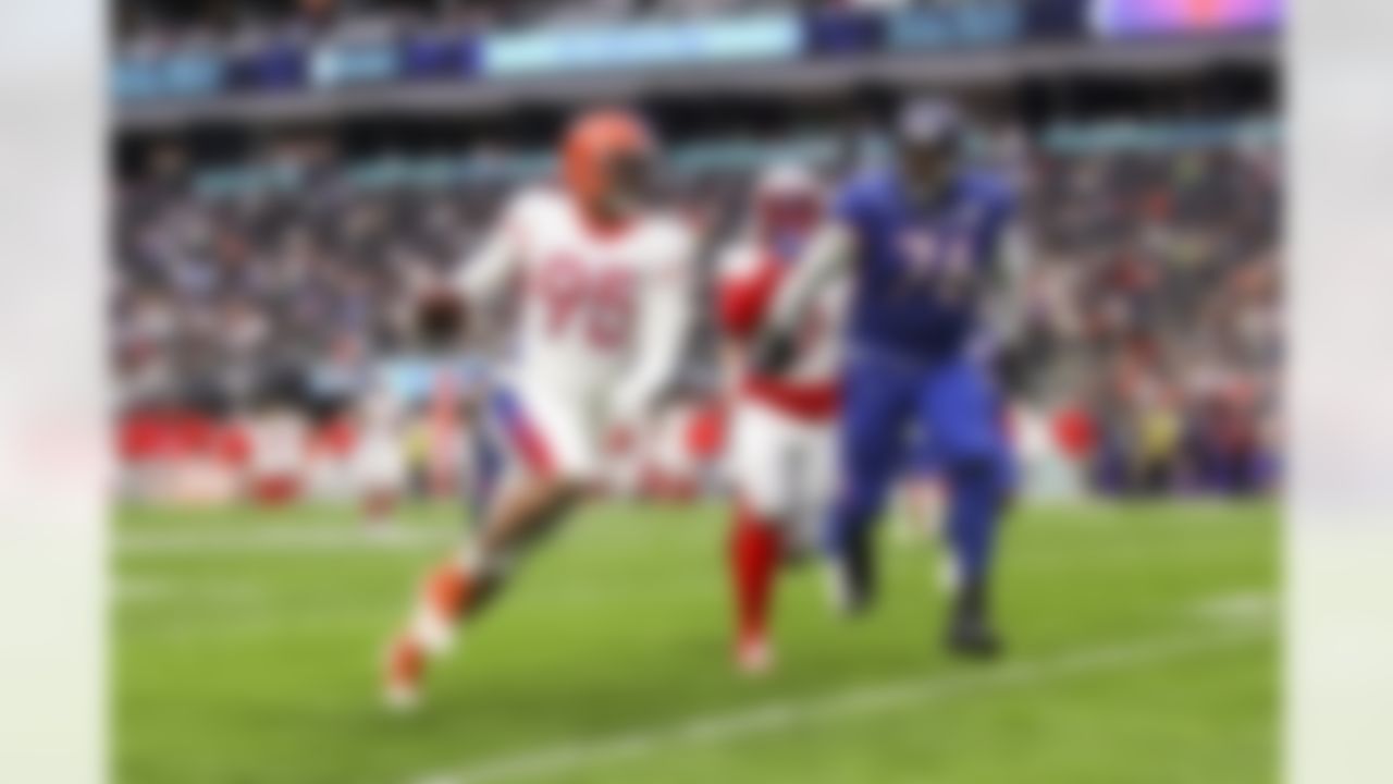Cleveland Browns defensive end Myles Garrett (95) runs the ball during the 2022 Pro Bowl game on Sunday, February 6, 2022 in Las Vegas, Nevada.