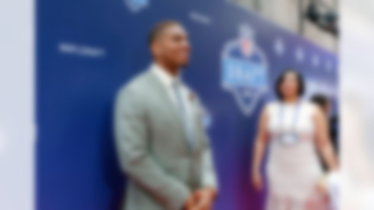 Eric Ebron poses for pictures on the red carpet during the 2014 NFL Draft at Radio City Music Hall on May 8, 2014 in New York, NY. (Ben Liebenberg/NFL)