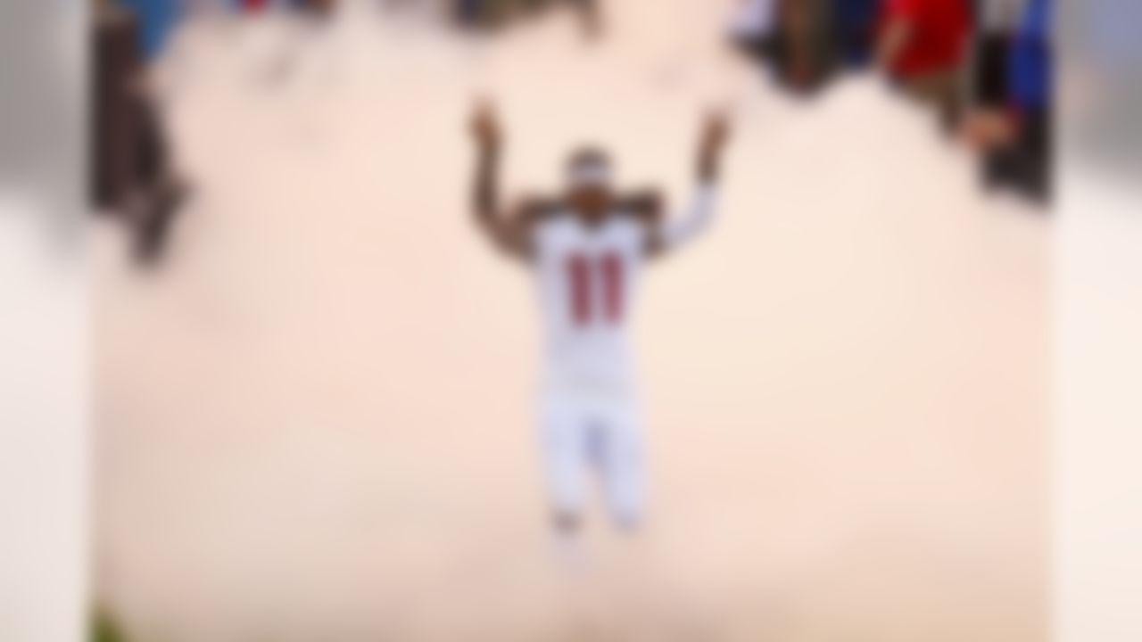 Tampa Bay Buccaneers wide receiver DeSean Jackson (11) runs out for intros prior to a game agains the New York Giants, Sunday, Oct. 1, 2017 in Tampa,Fla. (Logan Bowles/NFL)