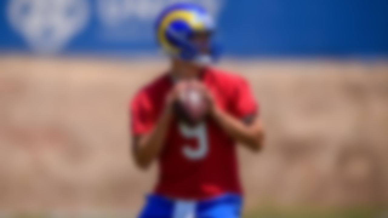 Los Angeles Rams' Matthew Stafford runs a drill in Thousand Oaks, Calif., Thursday, May 27, 2021.
