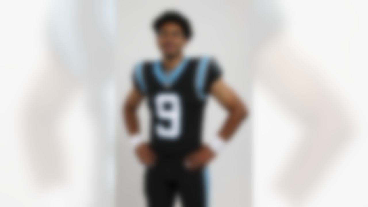 Carolina Panthers quarterback Bryce Young (9) poses for a portrait during the NFLPA Rookie Premiere on Saturday, May 20, 2023 Los Angeles.