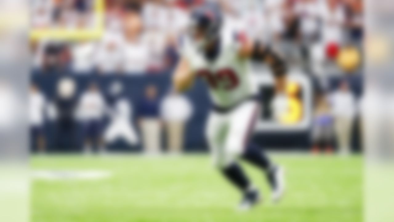 Houston Texans defensive end J.J. Watt (99) rushes during a Week 1 NFL football game against the Chicago Bears on Sunday, Sept. 11, 2016 in Houston. The Texans beat the Bears 23-14. (Matt Patterson via AP)