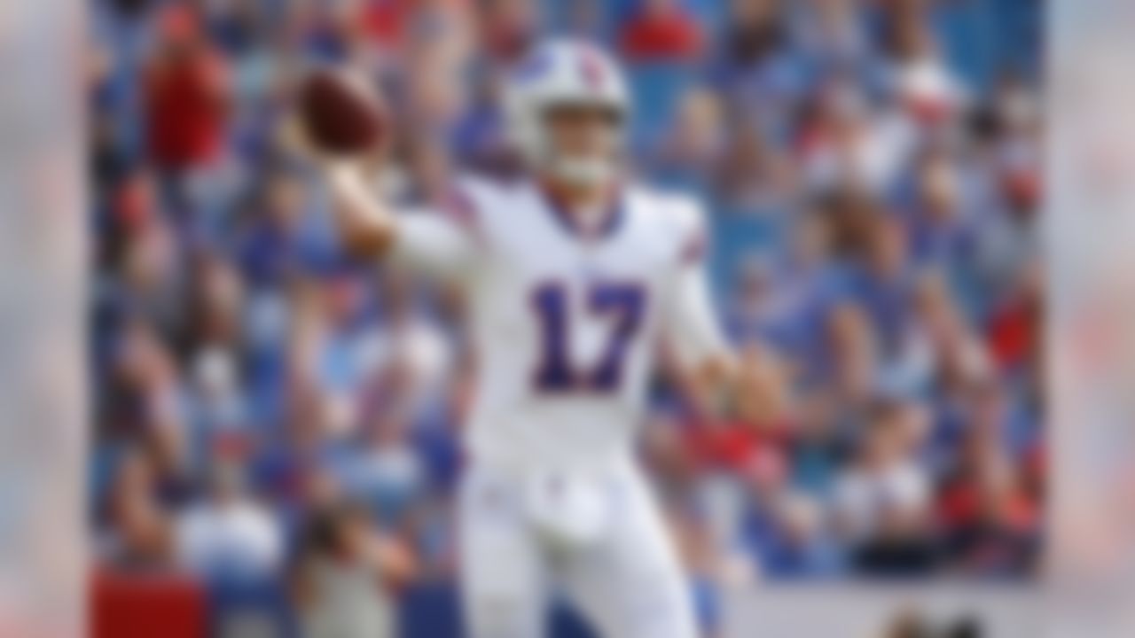 Buffalo Bills quarterback Josh Allen (17) throws during an NFL preseason football game against the Cincinnati Bengals on Aug. 26, 2018 in Buffalo, NY. (Ric Tapia/NFL)