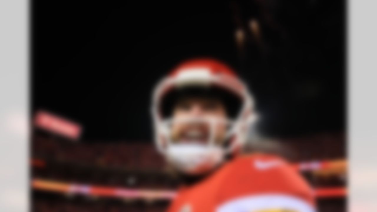 Kansas City Chiefs place kicker Harrison Butker (7) smiles following an NFL Conference Championship playoff game against the Cincinnati Bengals on Sunday, January 29, 2023 in Kansas City, Missouri.