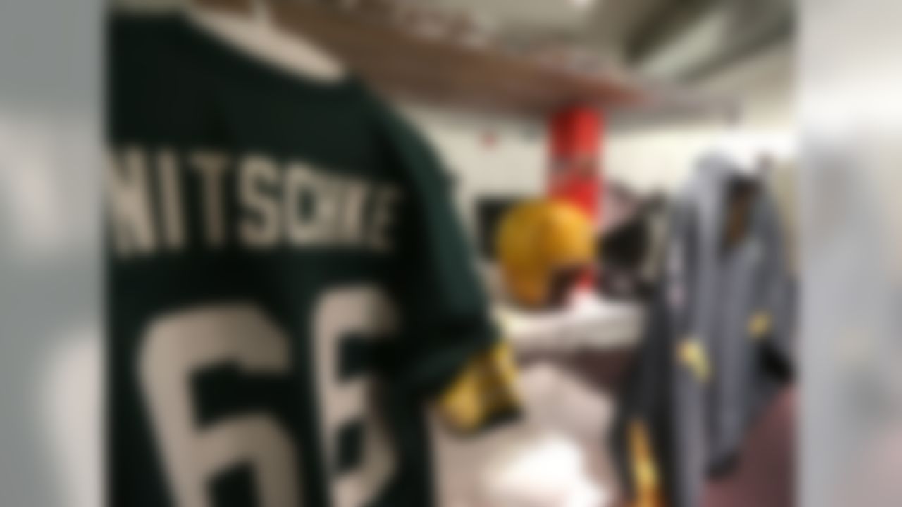It doesn't get much better for Green Bay Packers fans: Ray Nitschke's jersey, Mike McCarthy's jacket from his Super Bowl win, and a helmet from Hall of Fame 1940's halfback Tony Canadeo. Love that helmet.