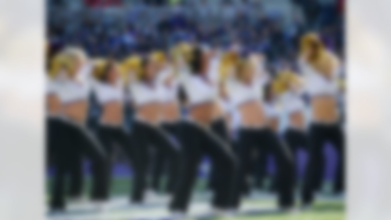 Baltimore Ravens cheerleaders perform during the AFC Wild Card playoff game against the Indianapolis Colts at M&T Bank Stadium. (Kirby Lee/US Presswire)