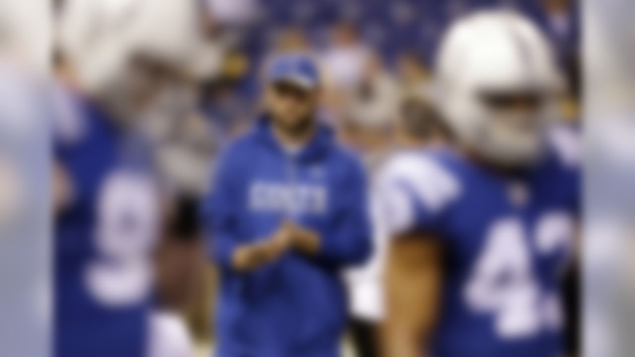 Indianapolis Colts quarterback Andrew Luck watches as his team prepares for an NFL football game against the Pittsburgh Steelers, Thursday, Nov. 24, 2016, in Indianapolis. (AP Photo/AJ Mast)