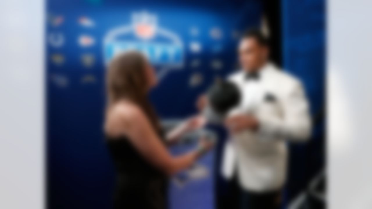 Notre Dame offensive tackle Ronnie Stanley poses for photos after being selected by Baltimore Ravens during the 2016 NFL Draft at the Auditorium Theatre on Thursday, April 28, 2016 in Chicago. (Ben Liebenberg/NFL)