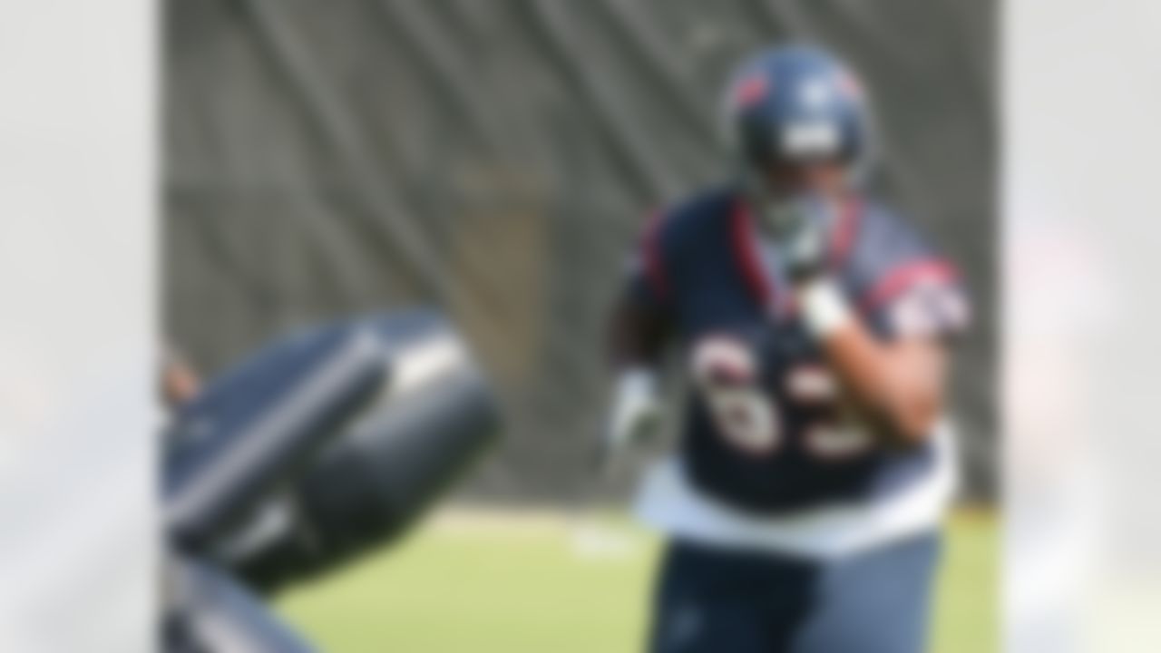 HOUSTON - MAY 09:  Center Chris White #63 of the Houston Texans runs drills during a morning practice session May 9, 2008 in Houston, Tx.  (Photo by Bob Levey/Getty Images)