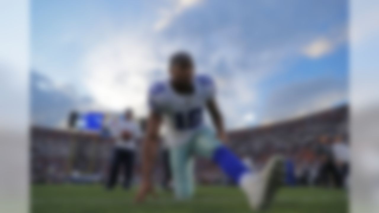 Dallas Cowboys wide receiver Amari Cooper (19) warms up on the field prior to an NFL divisional football playoff game against the Los Angeles Rams, Saturday, Jan. 12, 2019, in Los Angeles. (Ryan Kang/NFL)