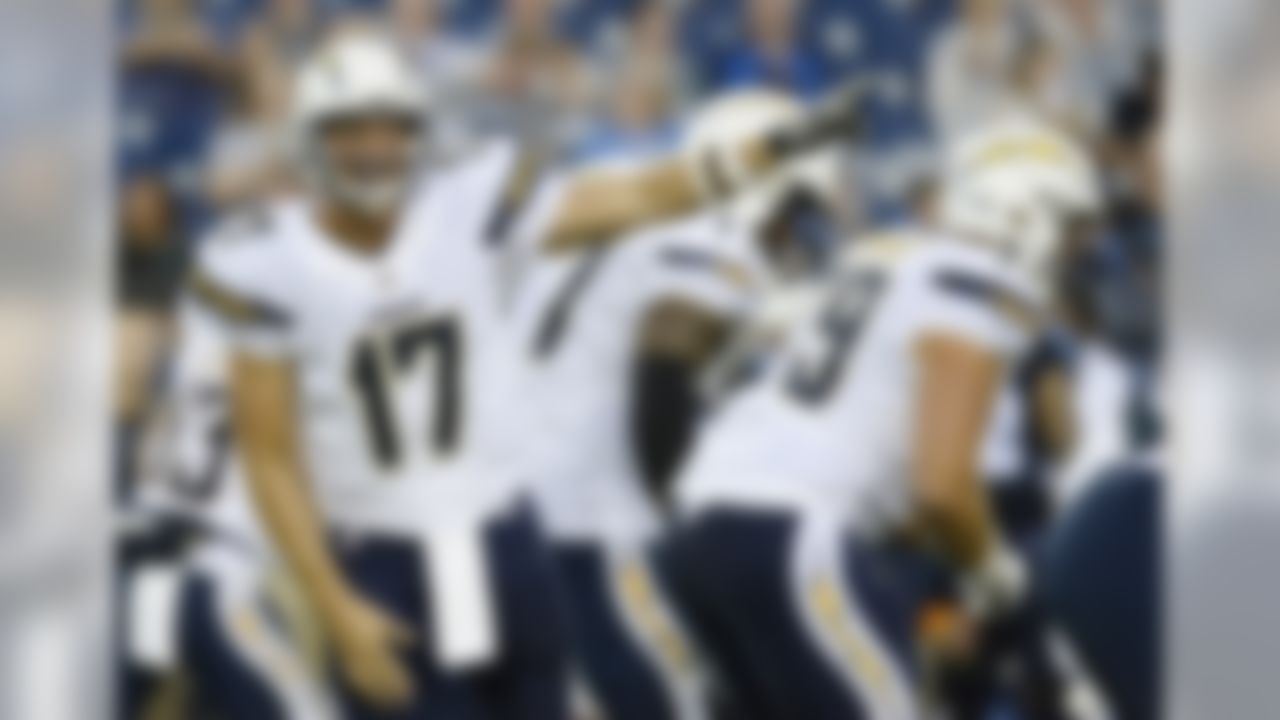 San Diego Chargers quarterback Philip Rivers (17) calls play against the Tennessee Titans during the first half of an NFL preseason football game, Saturday, Aug. 13, 2016, in Nashville, Tenn. (AP Photo/Mark Zaleski)