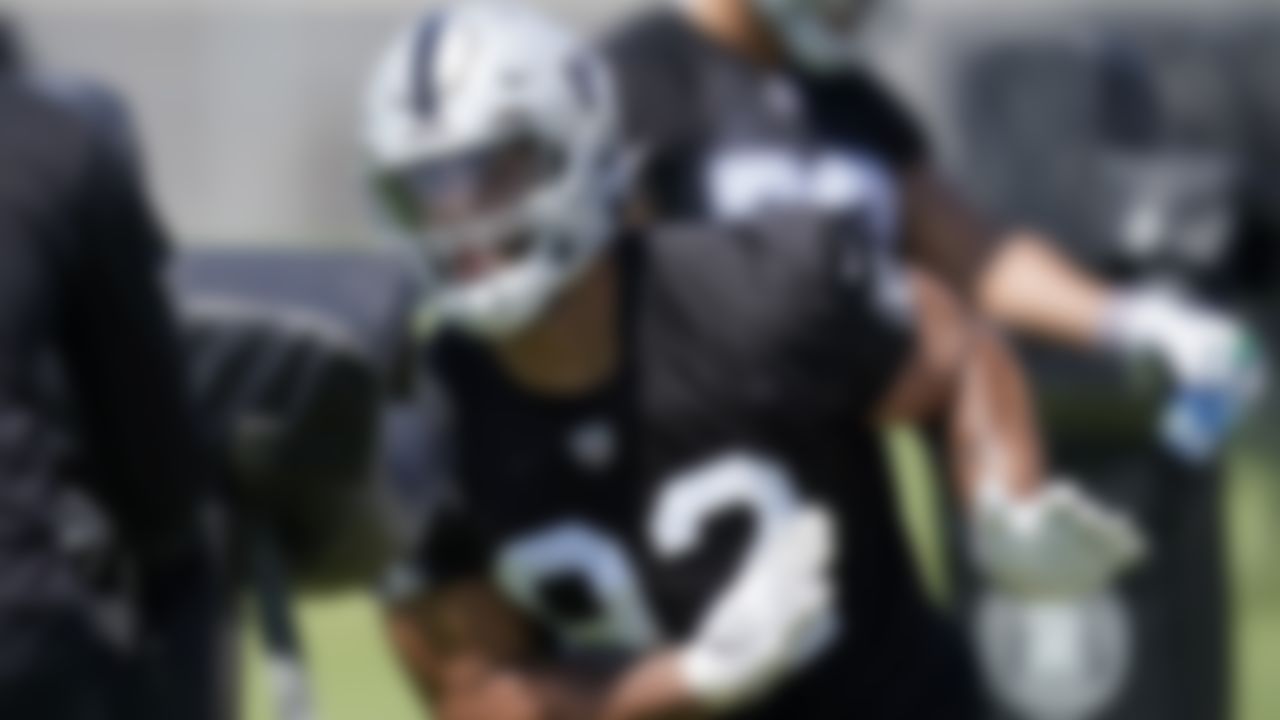 Las Vegas Raiders' Solomon Thomas during NFL football practice Wednesday, June 2, 2021, in Henderson, Nev.