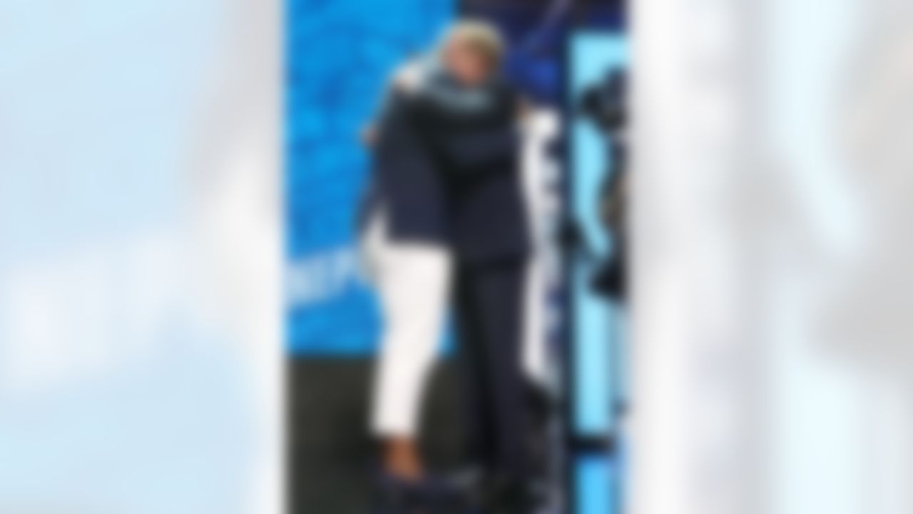 Alabama defensive tackle A'Shawn Robinson embraces NFL Commissioner Roger Goodell after being selected by the Detroit Lions during the 2016 NFL Draft at the Auditorium Theatre on Friday, April 29, 2016 in Chicago. (Perry Knotts/NFL)