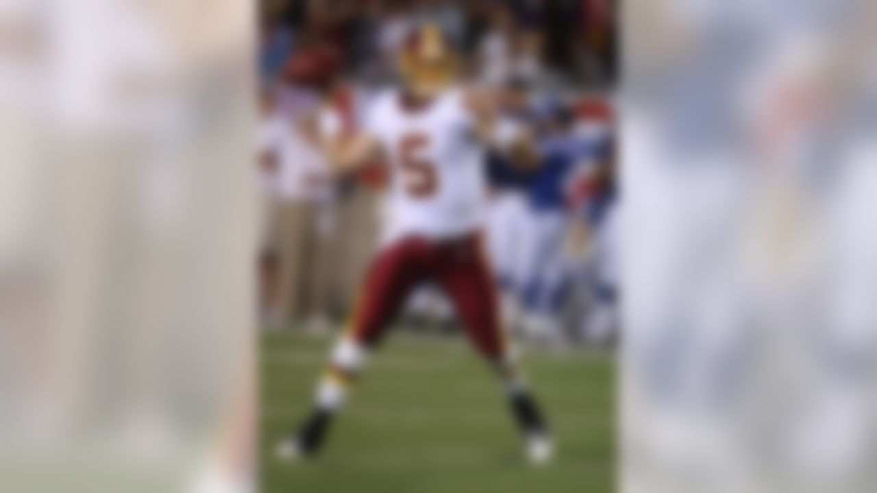 Colt Brennan of the Washington Redskins during the 2008 Hall of Fame Game at Pro Football Hall of Fame Field at Fawcett Stadium in Canton, Ohio on August 3, 2008. (Photo by Ben Liebenberg/NFL.com)