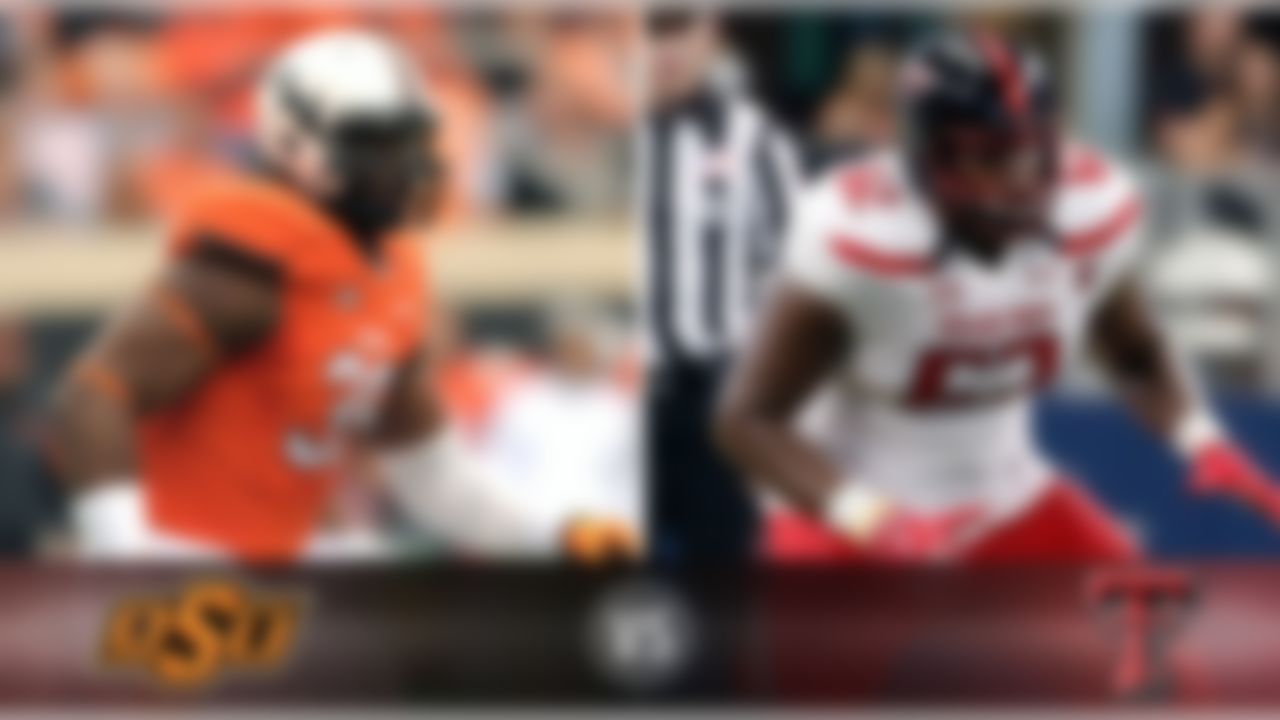 Details: Saturday, 3:30 p.m. ET, ESPN
What's at stake? The Cowboys need the road win here against Kliff Kingsbury's high-flying offense in order to keep pace with Baylor and TCU in the Big 12.
Matchup to watch: Oklahoma State DE Emmanuel Ogbah vs. Texas Tech OL Le'Raven Clark.
Game picks:
Brandt: Oklahoma State, 47-40
Brooks: Oklahoma State, 31-28
Davis: Oklahoma State, 52-48
Goodbread: Texas Tech, 35-28
Jeremiah: Oklahoma State, 38-28
Reuter: Texas Tech, 48-45
Zierlein: Texas Tech, 41-34