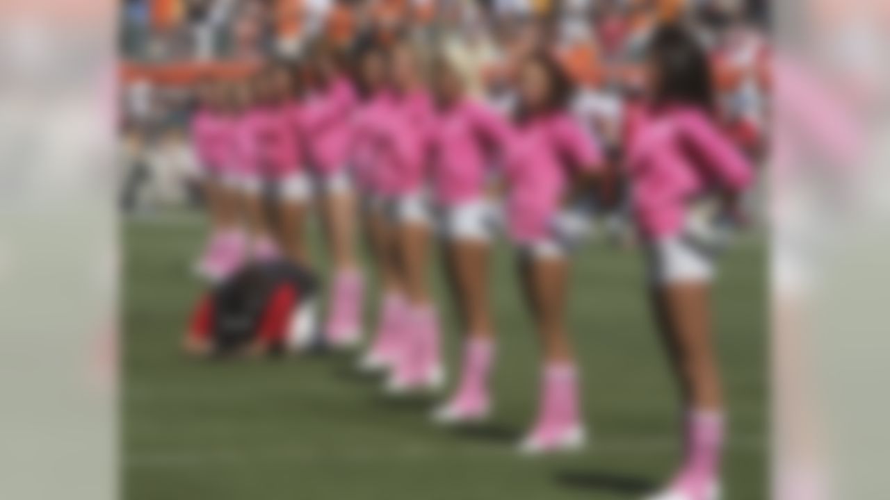 Cincinnati Bengals cheerleaders during the first half of their NFL football game against the Tampa Bay Buccaneers in Cincinnati, Sunday, Oct. 10, 2010.  (AP Photo/David Kohl)