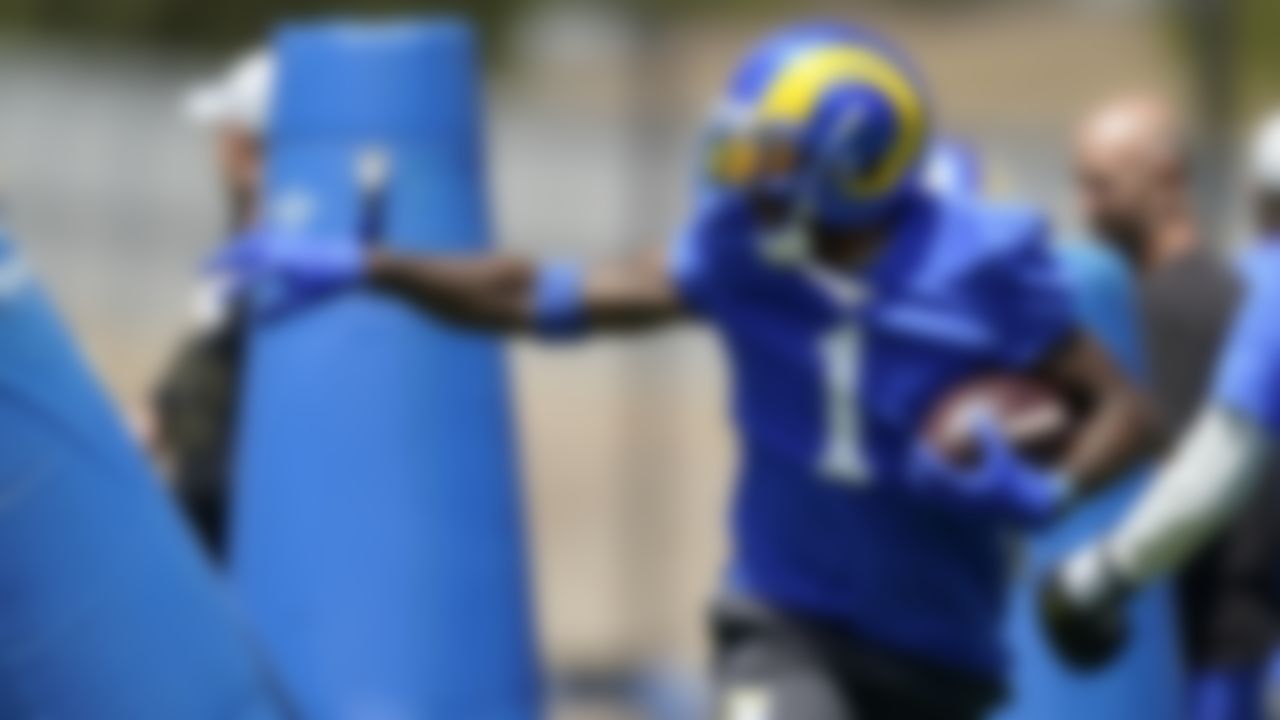 Los Angeles Rams wide receiver DeSean Jackson runs a drill during an NFL football practice Tuesday, June 8, 2021, in Thousand Oaks, Calif.
