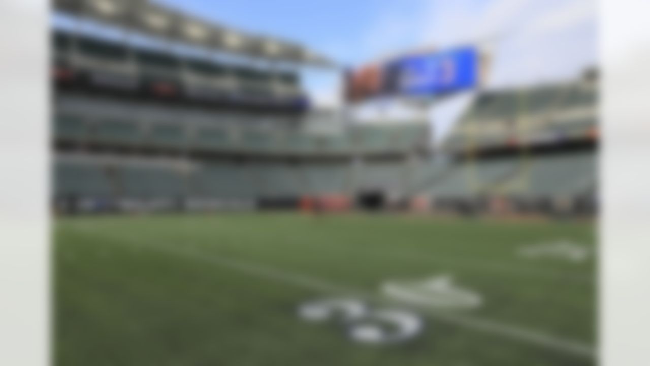 A detailed view of the 30-yard line with an outlined number 3 on the field in support of Buffalo Bills safety Damar Hamlin (3) during an NFL football game between the Baltimore Ravens and Cincinnati Bengals on Sunday, January 8, 2023 in Cincinnati, Ohio.