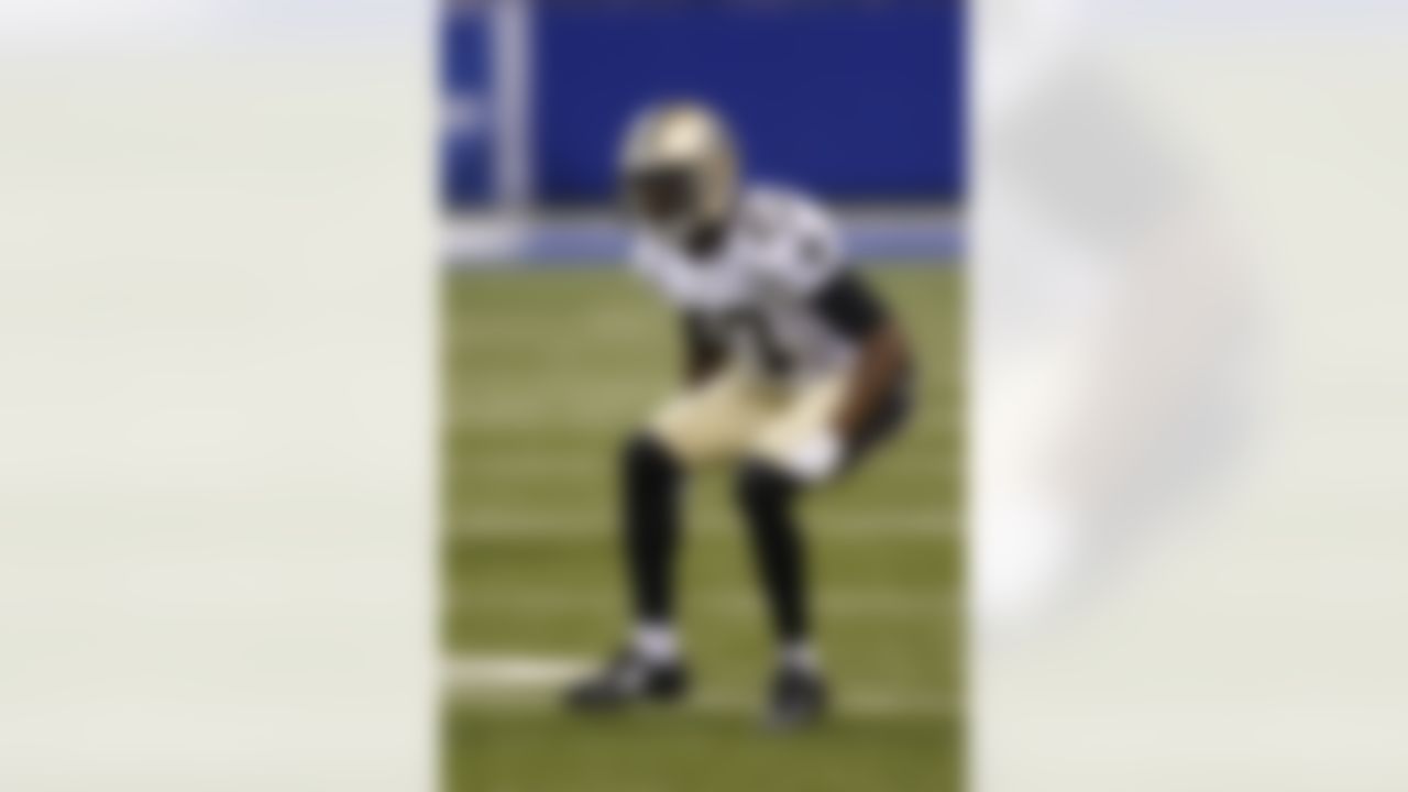 New Orleans Saints cornerback Champ Bailey during the first half of an NFL preseason football game against the Indianapolis Colts in Indianapolis, Saturday, Aug. 23, 2014. (AP Photo/Sam Riche)