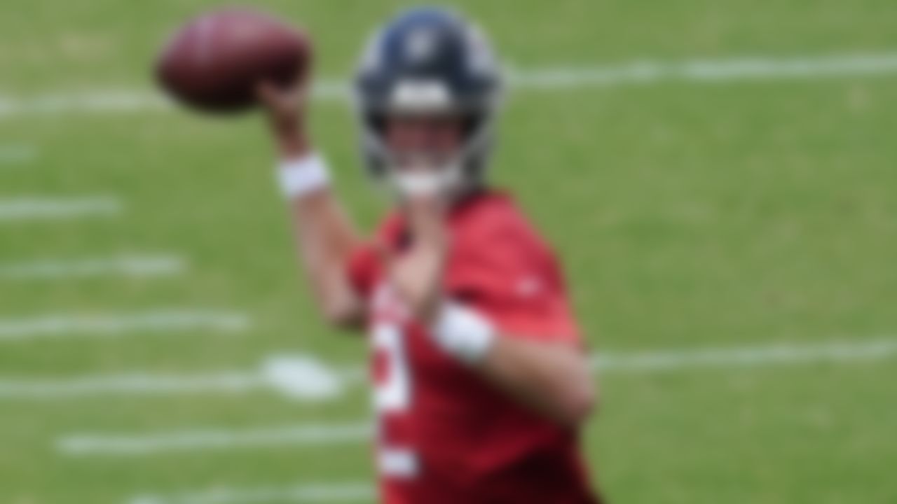 Atlanta Falcons quarterback Matt Ryan throws during a passing drill during the team's mini camp football practice Tuesday, June 8, 2021, in Flowery Branch, Ga.