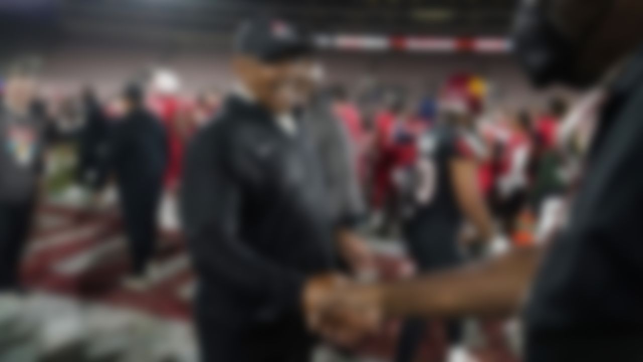 National Team head coach Marvin Lewis celebrates with fellow coaches after a win over the American Team during the NFLPA Collegiate Bowl college football game Saturday, Jan. 29, 2022, in Pasadena, Calif.