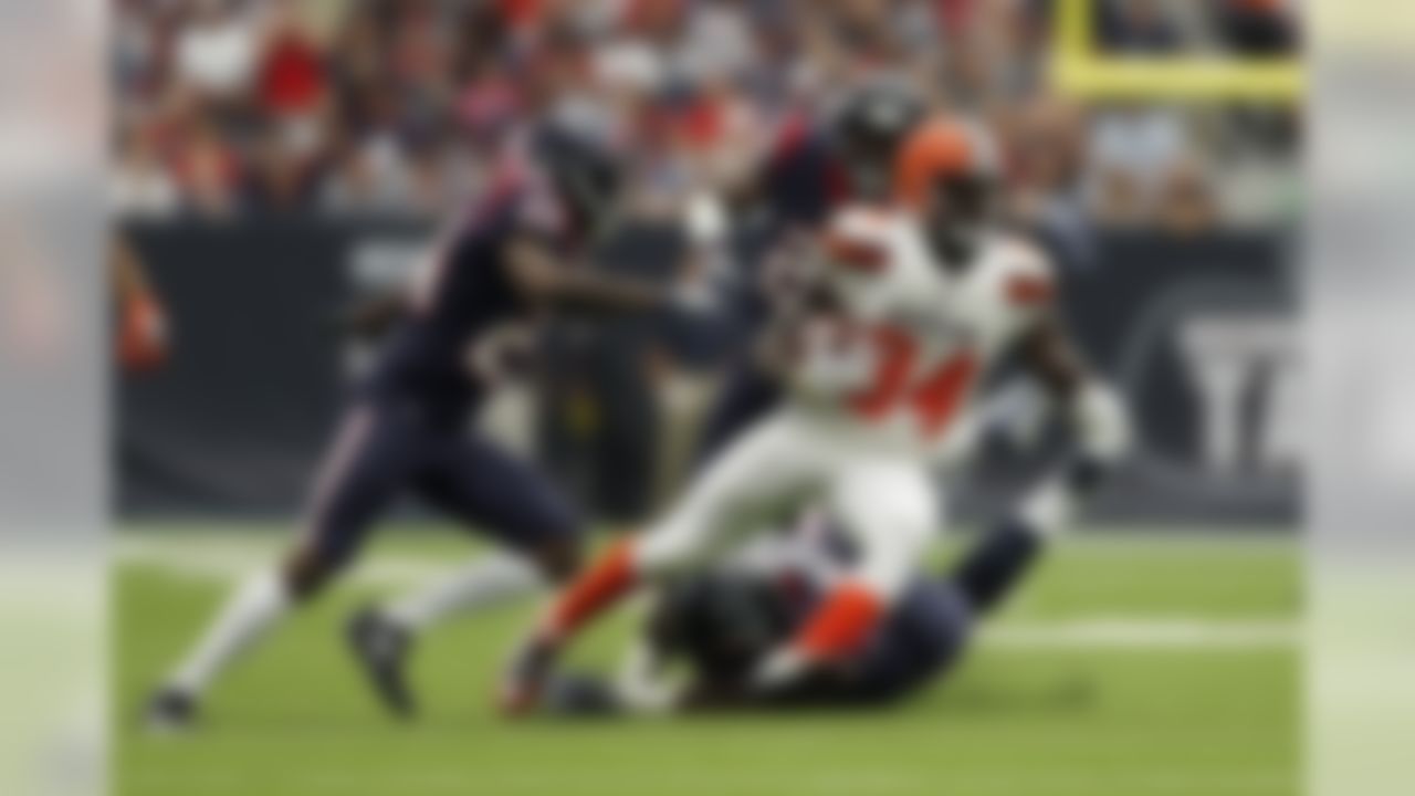 Cleveland Browns running back Isaiah Crowell (34) runs during an NFL regular season game against the Cleveland Browns and the Houston Texans on Oct. 15, 2017 in Houston. (Ric Tapia/NFL)
