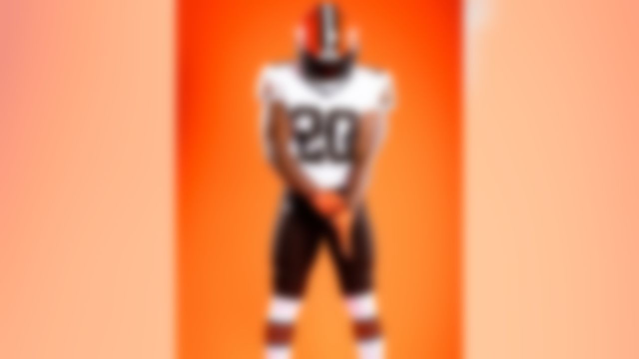 Cleveland Browns cornerback Tavierre Thomas (20) in the new Browns 2020 uniforms.