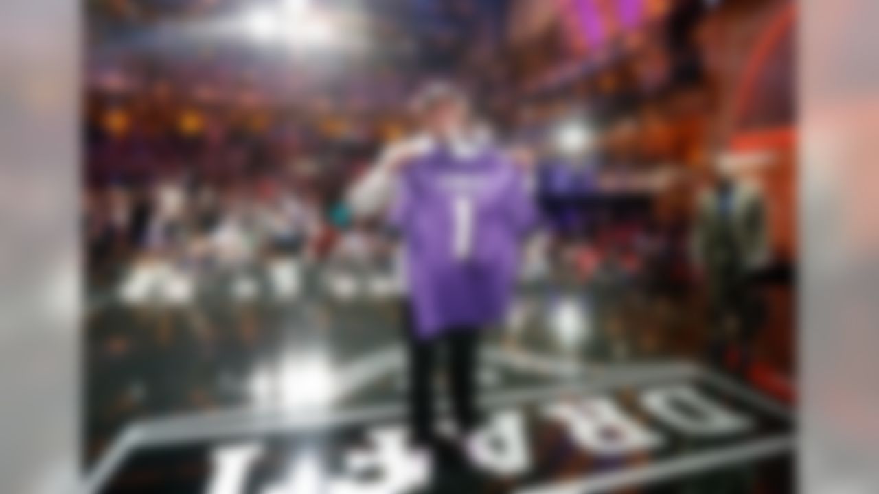 Notre Dame offensive tackle Ronnie Stanley poses for photos after being selected by Baltimore Ravens during the 2016 NFL Draft at the Auditorium Theatre on Thursday, April 28, 2016 in Chicago. (Ben Liebenberg/NFL)