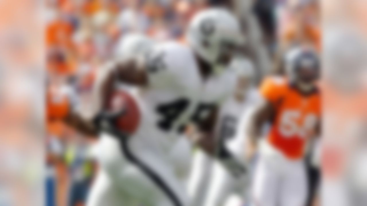 Darren McFadden and Mike Goodson both suffered high ankle sprains in Week 9, leaving Reece to now share carries with Taiwan Jones. However, the fact that Reece saw most of the work against the Tampa Bay Buccaneers makes him the better fantasy option, especially in PPR leagues. Jones is also worth a look in deeper formats.
(Ric Tapia/NFL)