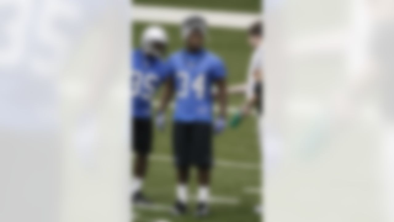 ALLEN PARK, MI - MAY 03: Kevin Smith #34 of the Detroit Lions looks on with Rodney Kenlaw #35 during rookie training camp at the Detroit Lions Headquarters and Training Facility on May 3, 2008 in Allen Park, Michigan. (Photo by Gregory Shamus/Getty Images)