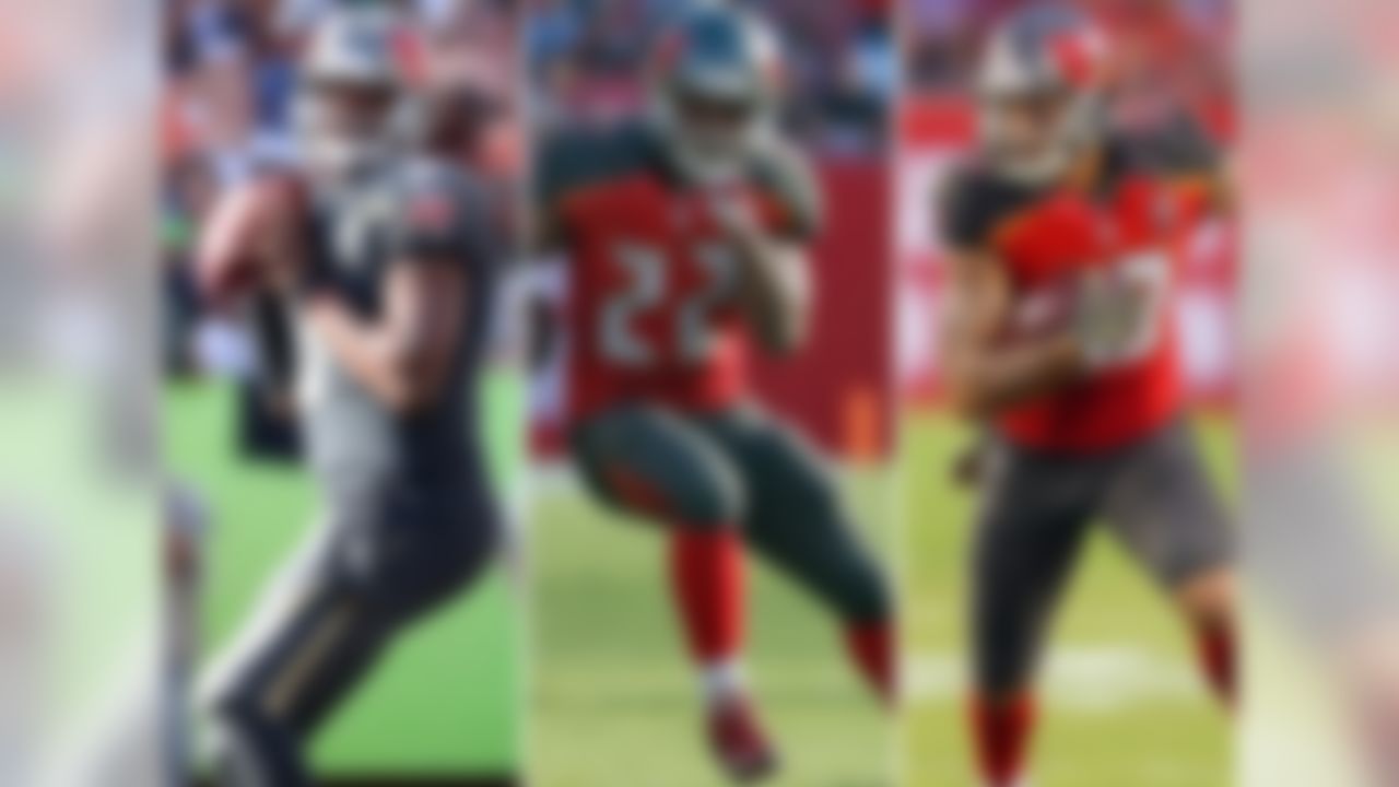 Previous rank: No. 24
History says that when two QBs are taken with the first two picks in a draft, only one will succeed. But one season in, Winston and Marcus Mariota are on their way to rewriting that story. That said, Winston needs to take better care of the ball in his sophomore season. Blue-chip talent Evans dropped too many passes last year but continued his knack of making Heisman-winning QBs look good with his range and playmaking ability on contested passes. (FANTASY ALERT: He's gonna have a huge 2016.) According to "Around The NFL" whiz Gregg Rosenthal, Martin was the second-best RB (behind Peterson) last year.