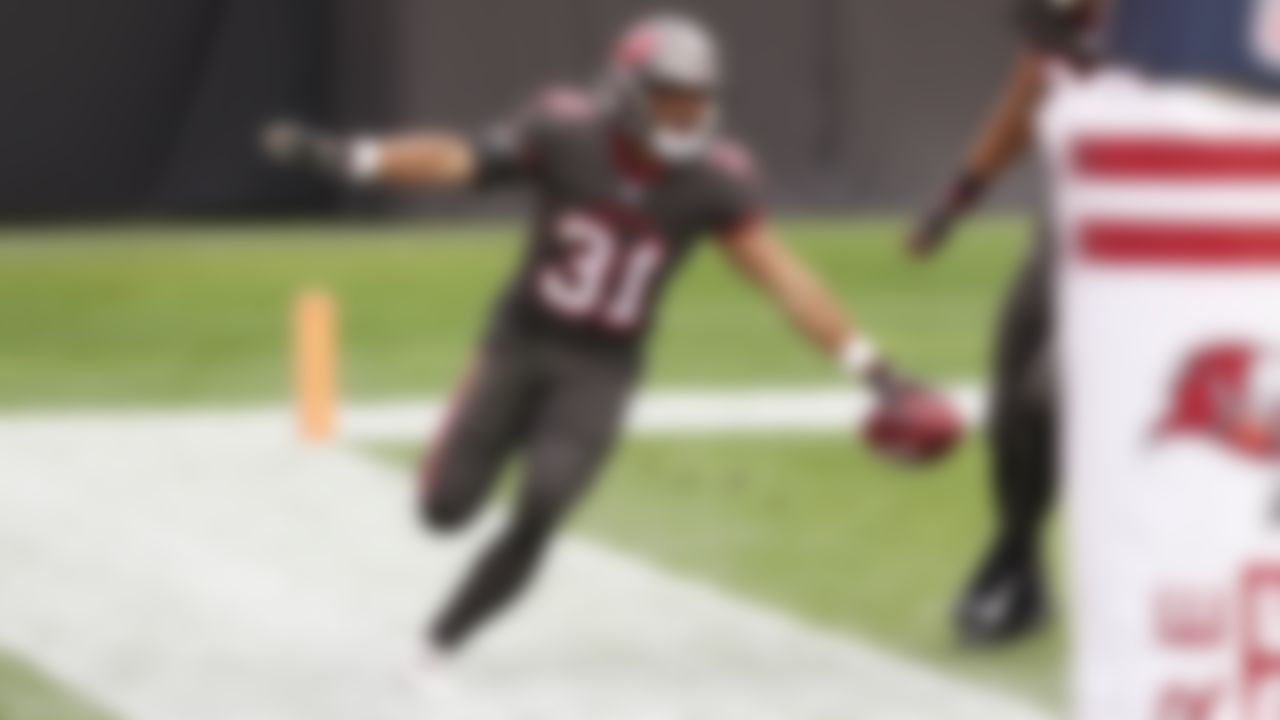 Tampa Bay Buccaneers strong safety Antoine Winfield Jr. (31) celebrates after recovering a fumble during an NFL football game against the Atlanta Falcons on Sunday, January 3, 2021 in Tampa, Florida.