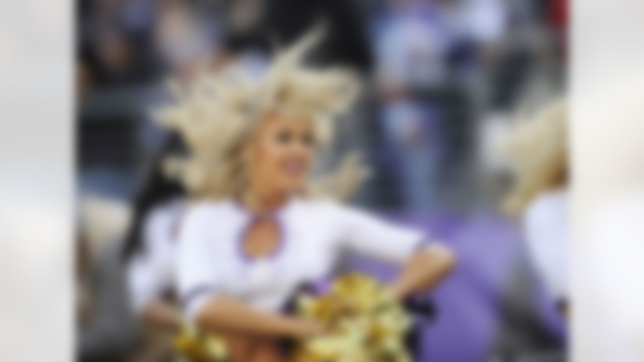 The Baltimore Ravens cheerleaders perform during the first half of an NFL wild card playoff football game against the Indianapolis Colts, Sunday, Jan. 6, 2013, in Baltimore. (AP Photo/Nick Wass)
