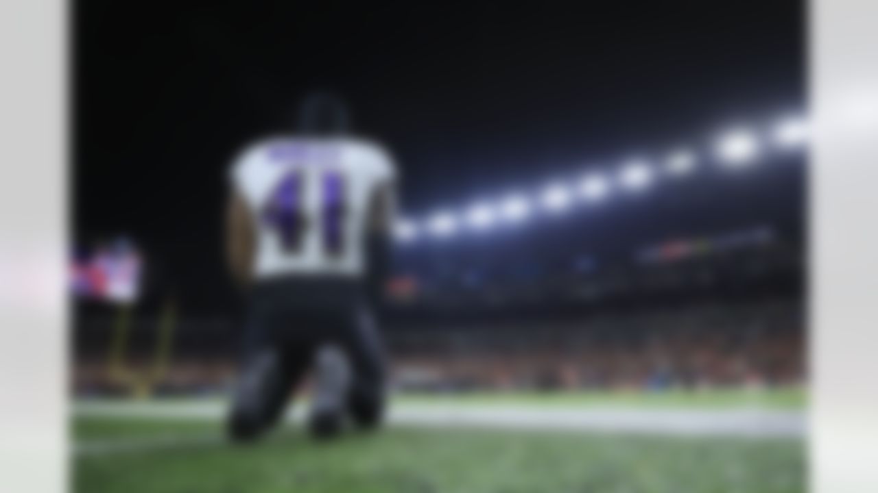 Baltimore Ravens cornerback Daryl Worley (41) kneels during an NFL Super Wild Card Weekend playoff game against the Cincinnati Bengals on Sunday, January 15, 2023 in Cincinnati, Ohio.