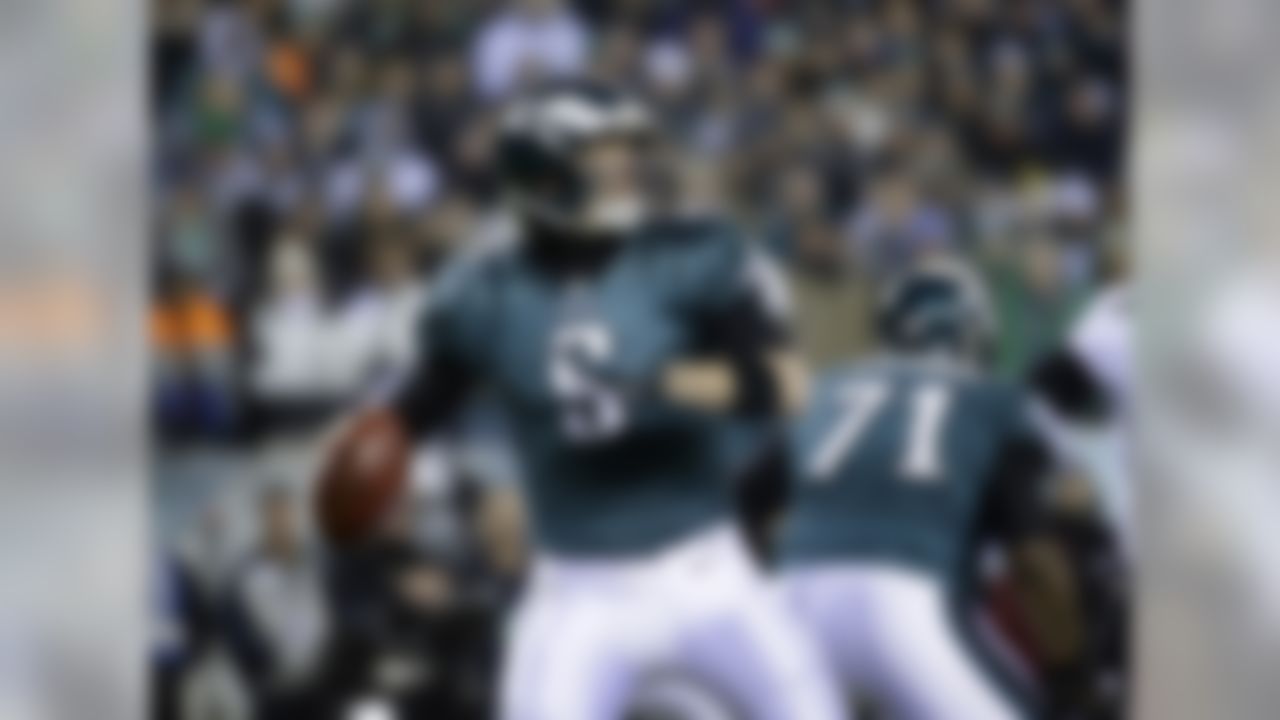 Foles was the rage for fantasy enthusiasts last season. And why not? His statistics were mind-blowing. So it always surprises me when I hear from scouts and other such NFL luminaries who tell me they still aren't convinced he's the long-term answer in Philadelphia. I mean, they brought in Mark Sanchez this season. So I feel like somebody in your draft is going to reach for Foles very early and be very disappointed unless... (move on to the next slide)