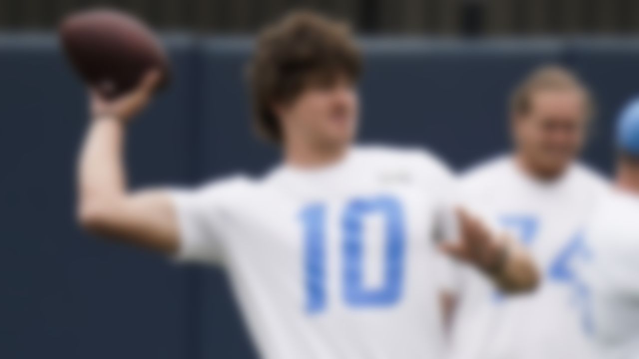 Los Angeles Chargers quarterback Justin Herbert motions to throw the ball during an NFL football practice Monday, June 7, 2021, in Costa Mesa, Calif.