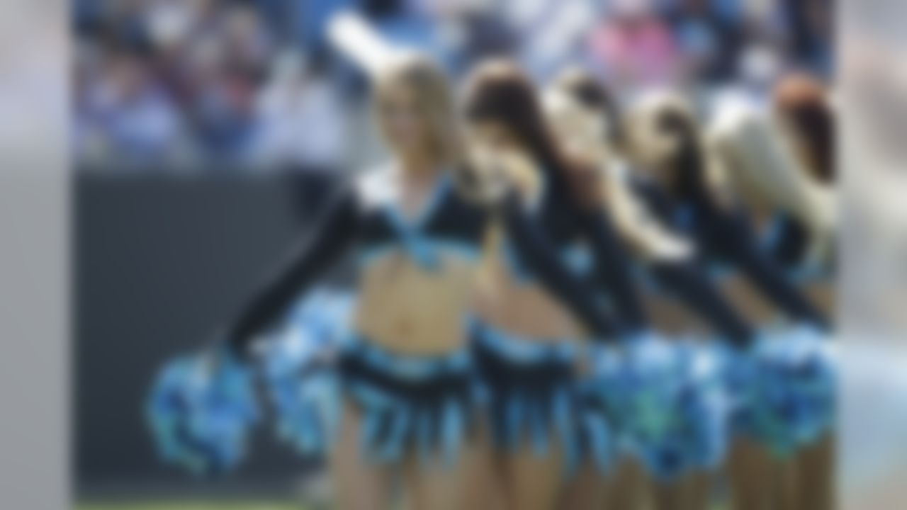 Carolina Panthers cheerleaders perform during the second quarter of an NFL football game against the Minnesota Vikings in Charlotte, N.C., Sunday, Oct. 30, 2011. (AP Photo/Chuck Burton)