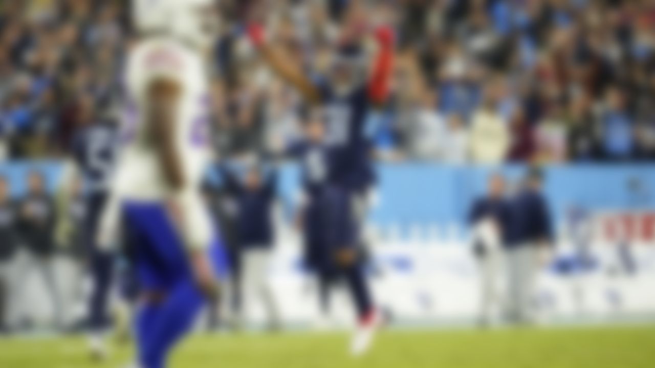 Tennessee Titans free safety Kevin Byard (31) celebrates after an NFL football game against the Buffalo Bills on Monday, October 18, 2021 in Nashville, Tennessee.