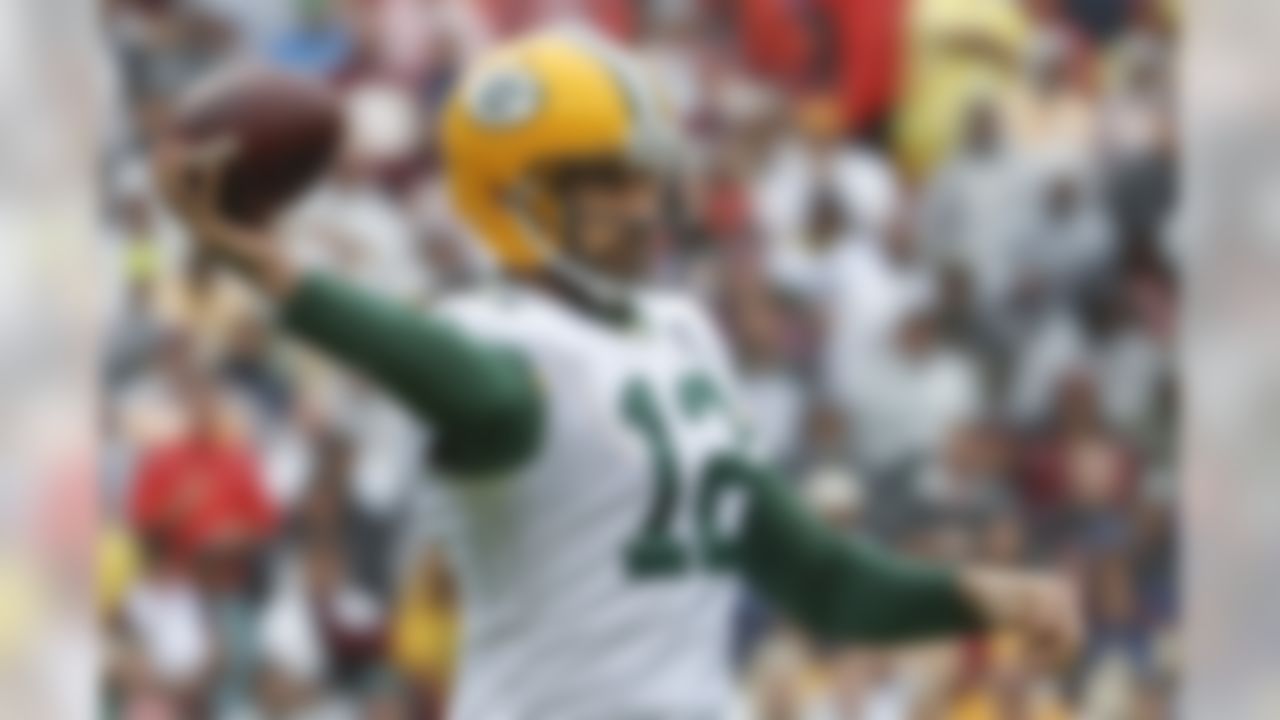 Green Bay Packers quarterback Aaron Rodgers (12) passes the ball during the first half of an NFL football game against the Washington Redskins, Sunday, Sept. 23, 2018 in Landover, Md. (AP Photo/Alex Brandon)