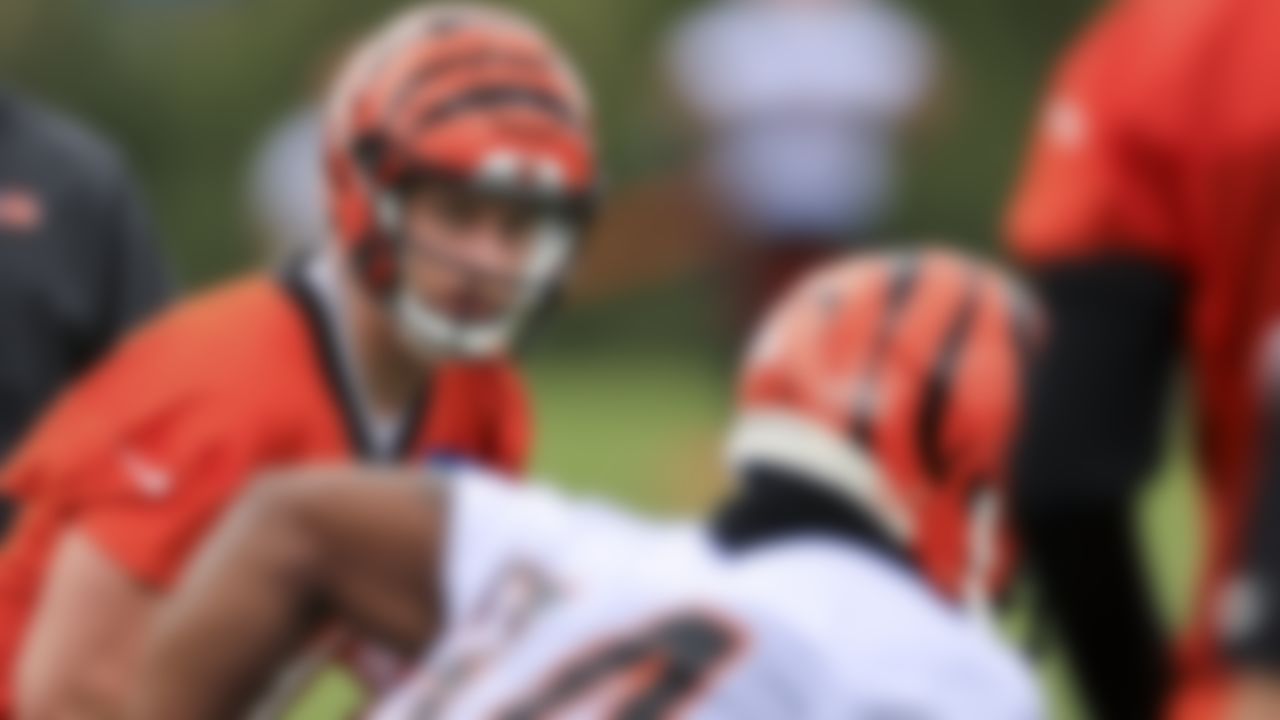Cincinnati Bengals' Joe Burrow runs a drill during an NFL football camp practice in Cincinnati, Tuesday, June 8, 2021.