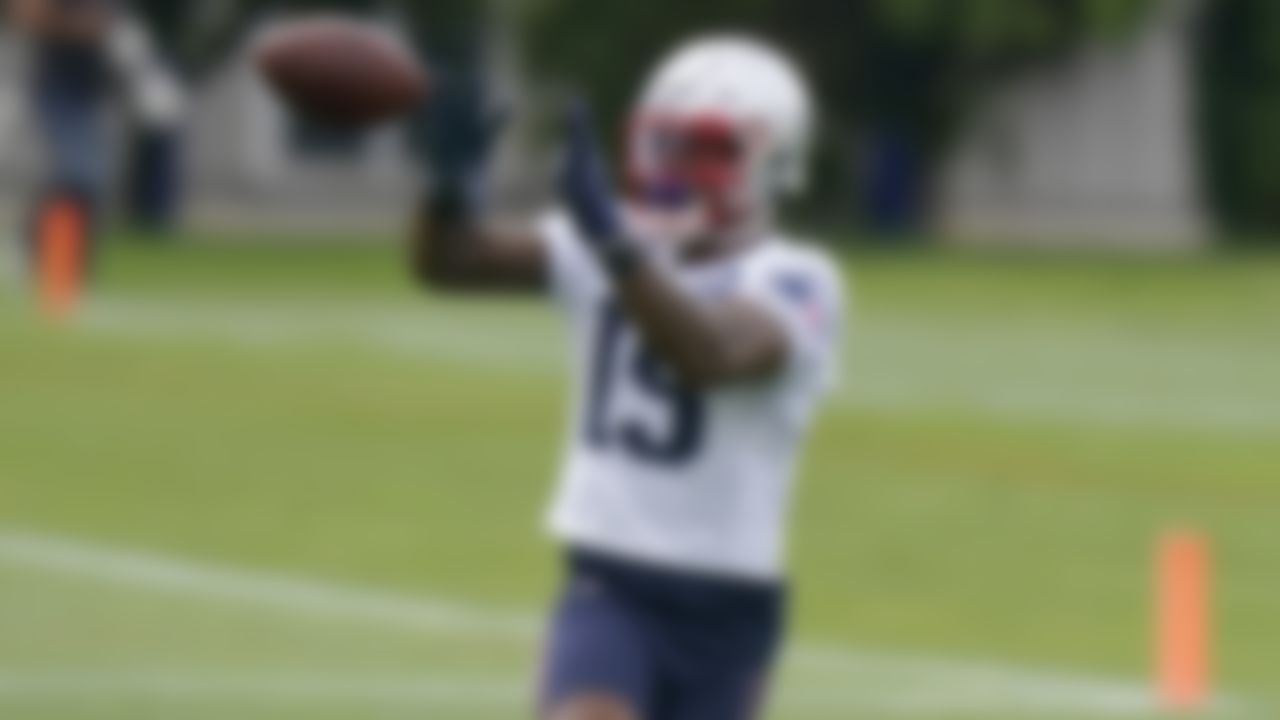 New England Patriots wide receiver N'Keal Harry catches the ball during an NFL football minicamp practice, Tuesday, June 15, 2021, in Foxborough, Mass.