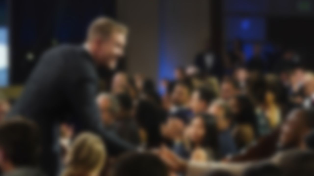 Tennessee Titans quarterback Ryan Tannehill accepts congratulations after winning the the Comeback Player of the Year award during the 9th Annual NFL Honors at the Adrienne Arsht Center on Saturday, Feb. 1, 2020, in Miami.